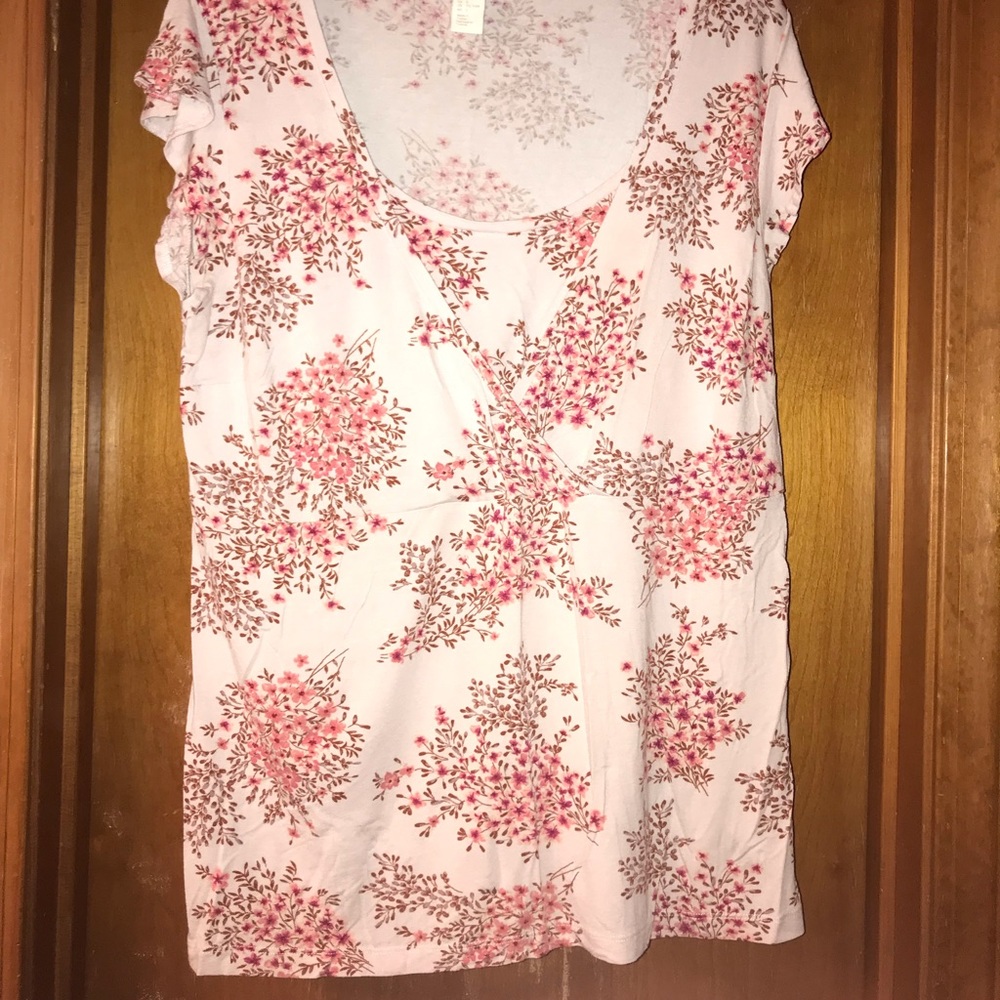 Pink floral nursing top